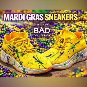 Vibrant Mardi Gras Custom Yellow Shoes